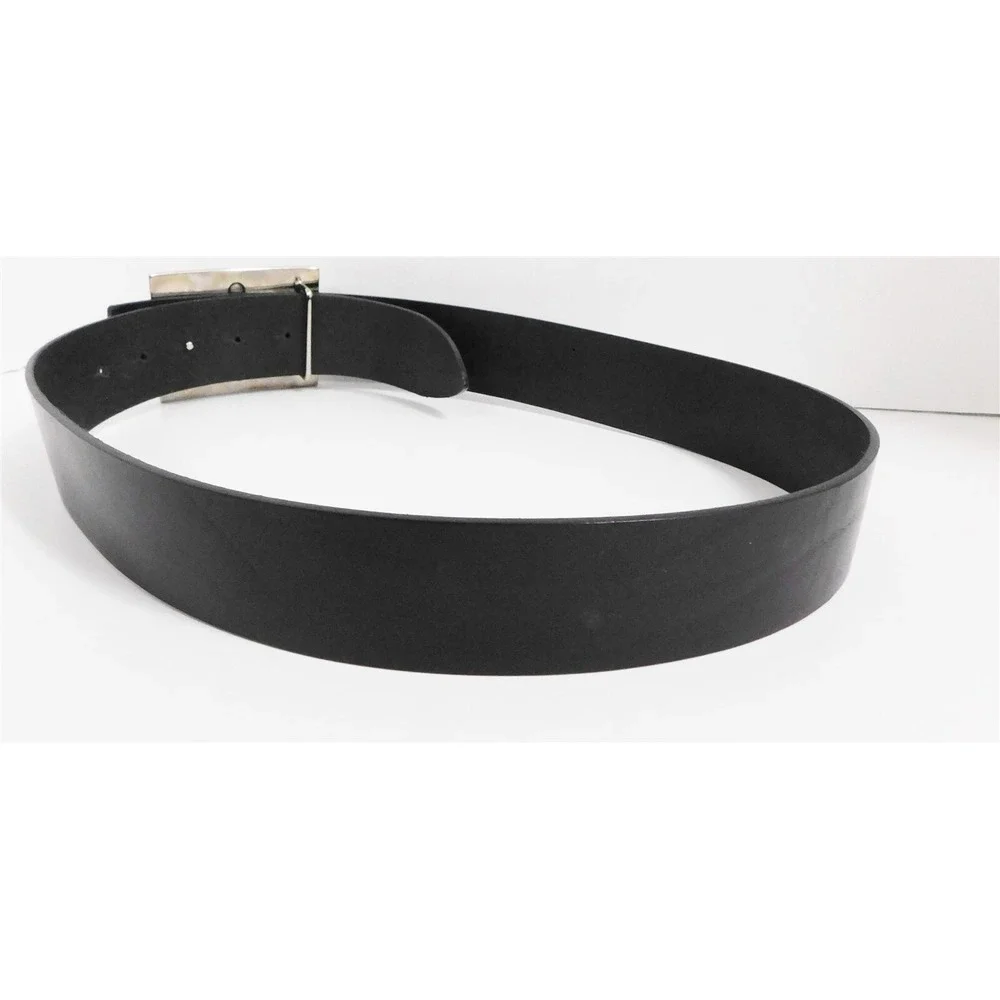 Orciani‎ Black Leather Large Silver Buckle Italy sz 85/34